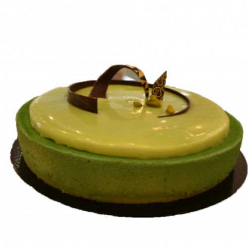 Cremoso de pistacho y geleé de cereza