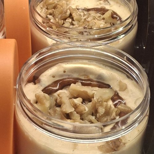 Caramelo salado con nueces y praliné de avellana y almendra